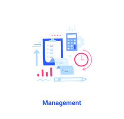 Doodle flat design icon vector illustration concept. Time management.