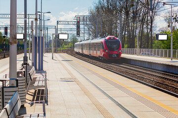 The train arrives at the station platform