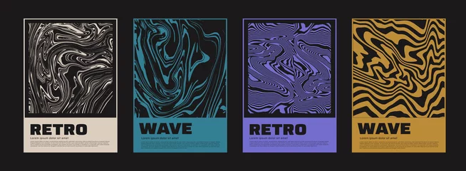 Deurstickers Collection of swiss design posters. Meta modern graphic elements. Abstract modern covers. Futuristic liquid artwork. © t1m0n344
