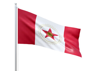 Birmingham (city in Alabama state) flag waving on white background, close up, isolated. 3D render