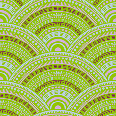 Ethnic circle shapes seamless geometric pattern.
