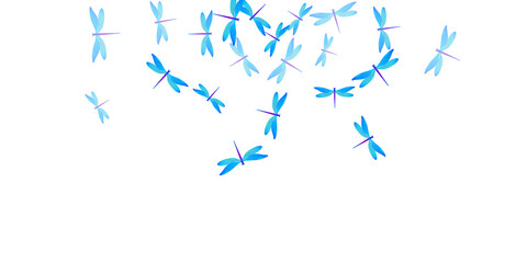 Magic cyan blue dragonfly cartoon vector wallpaper. Summer little damselflies. Simple dragonfly cartoon fantasy background. Delicate wings insects graphic design. Nature beings