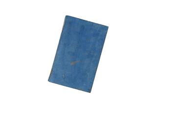 Blank blue hardback book cover ready for text or graphic isolated on white