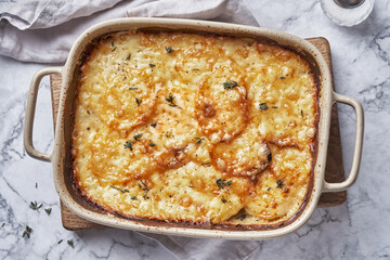 potato casserole with cream, gratin dauphinois, french cuisine