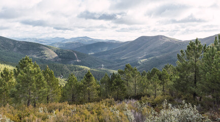 Mountain range landscape of Gata, this region is located on the north of Extremadura, Spain, and it hosts multiple fauna and vegetation.