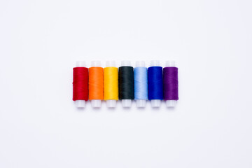 Multi-colored yarns. Sewing kit.