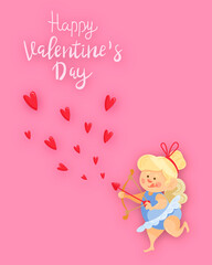 Day greeting card. Postcard, Cupid, love.