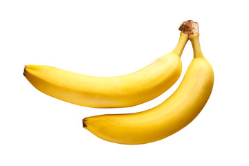 Two ripe yellow bananas isolated on white background.
