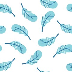 Seamless background pattern with abstract feathers. Vector illustration.