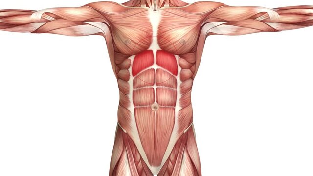 The human body, the muscles. Selected abdominal muscles