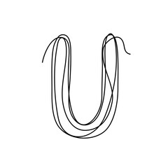 Continuous thin line letter U. vector illustration alphabet symbol with one line, minimalistic simple first letter name icon, logo
