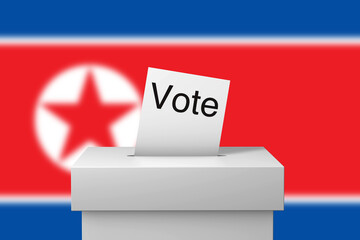 North Korea election ballot box and voting paper. 3D Rendering