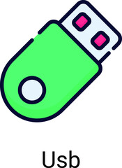 USB, Flash drive vector icon , photography and digital art for web design