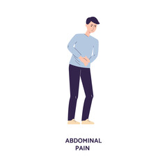 Abdominal pain syndrome - cartoon man with stomach ache