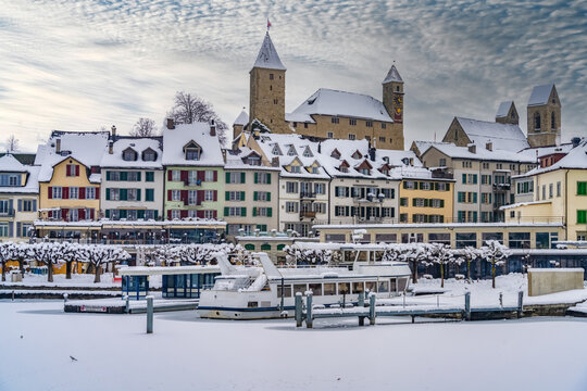 Winter sceneries of the charming old city of Rapperswil, Rapperswil-Jona, St. Gallen, Switzerland