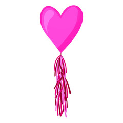 Pink heart balloon on background. Frosted party balloons for event design. Party decorations for birthday, anniversary, celebration