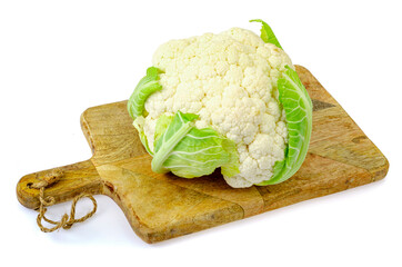 Head of fresh cauliflower isolated on white background. Studio Photo