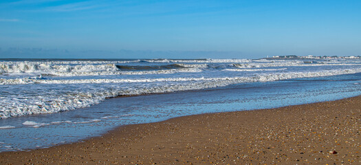 Vendee, France: the beach of the Pont de Jaunay in Brétignolles Sur Mer, January 2021.