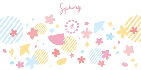 Poster 春の桜ベクター背景　バナー　壁紙　タイトル　背景　Cherry blossom illustration for spring © necomammma