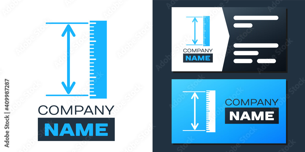 Poster logotype the measuring height and length icon isolated on white background. ruler, straightedge, sca