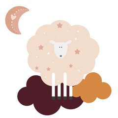 Kid room sheep pattern background. Graphic simple design for greeting card, baby party invitation. kid closes print, nursery wall art poster