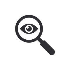 Eye icon. View icon. Sneak peek. Spying, spy, watch. Magnifying glass. Search icon. Finding solution. Safe search. Human eye. Logo template. Spy sign. Magnifier icon. Oculist, ophthalmologist. Observe