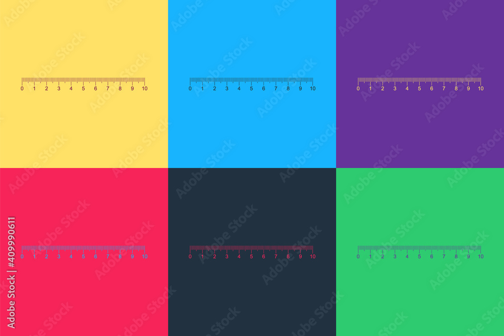 Poster pop art measuring scale, markup for rulers icon isolated on color background. size indicators. diffe