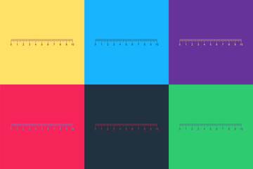 Pop art Measuring scale, markup for rulers icon isolated on color background. Size indicators. Different unit distances. Vector.