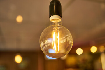 retro luxury interior bulb lighting lamp decor glowing in dark.