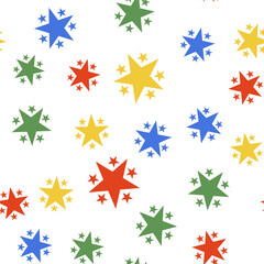 Obraz premium Color Star icon isolated seamless pattern on white background. Favorite, Best Rating, Award symbol. Vector.