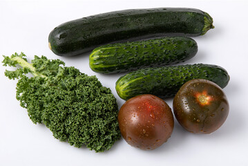 Fresh vegetables  from market on white background 