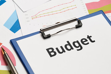 Business budget document concept on charts and reports