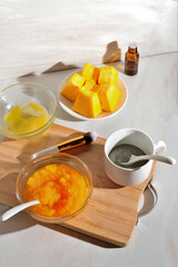 natural ingredients for a useful pumpkin cosmetic face mask.