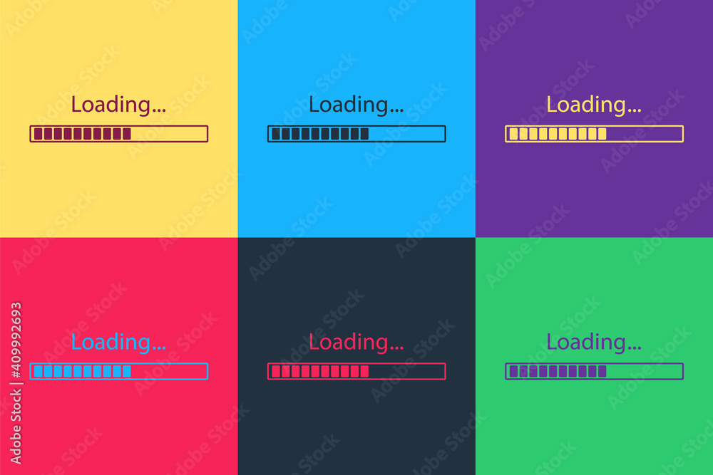 Poster pop art loading icon isolated on color background. progress bar icon. vector.