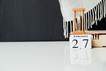 27 twenty seventh day of winter month calendar february with copy space