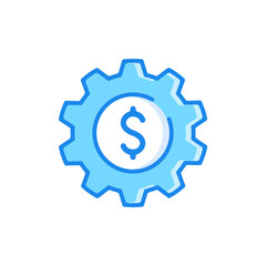 Cog and dollar icon. Cogwheel and dollar sign. Vector line icon