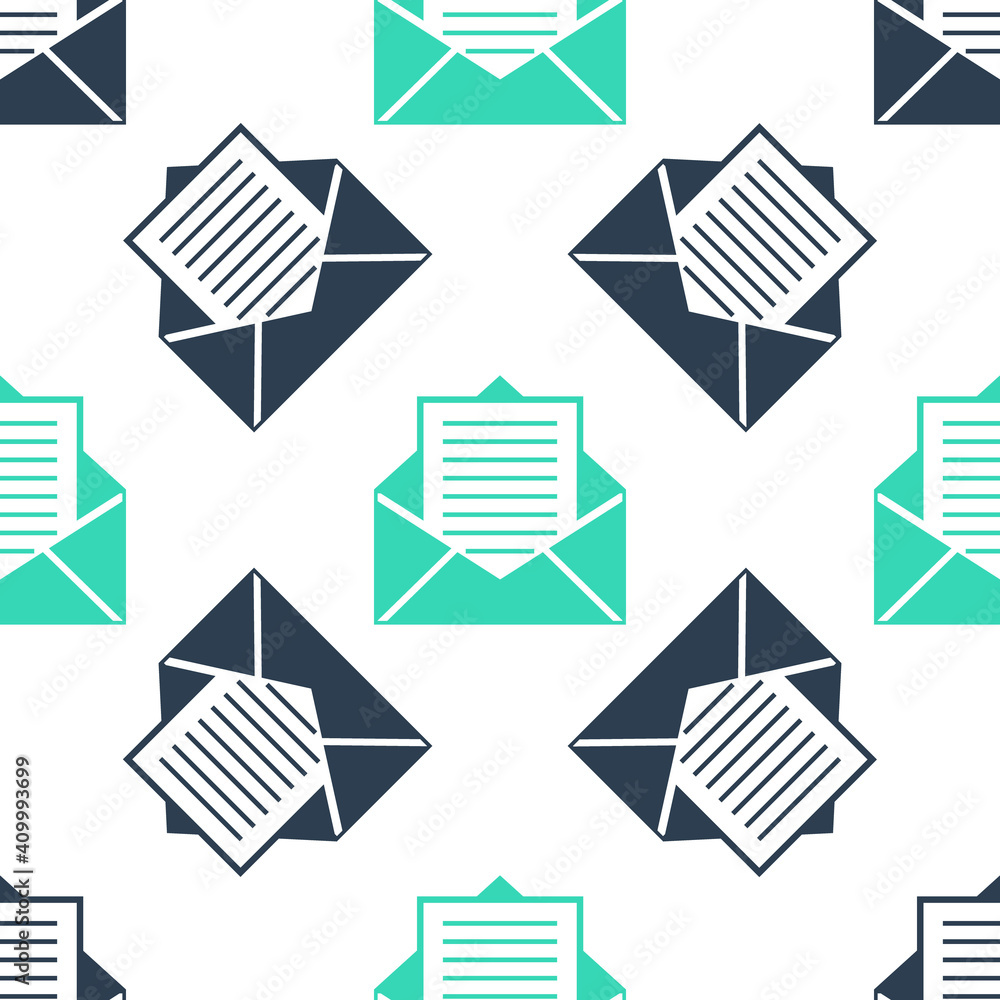 Aufkleber green mail and e-mail icon isolated seamless pattern on white background. envelope symbol e-mail. em