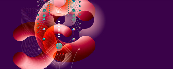 Abstract futuristic background in Japanese cybernetic style wave with a paper like texture with glass texture and lines and geometry elements. Stock vector graphics