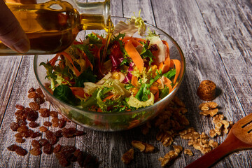 A succulent and tasty salad dressed with virgin olive oil typical of the Mediterranean diet