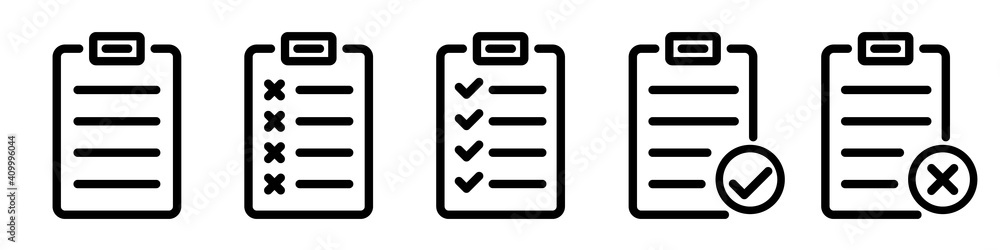 Poster paper document icons. vector checklist icons isolated.