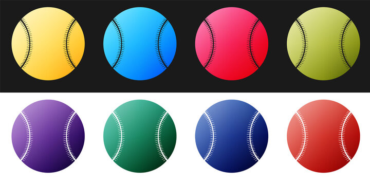 Set Baseball ball icon isolated on black and white background. Vector.