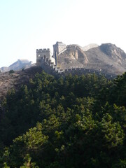 Perspective and panoramic view of a Great Wall of China segment