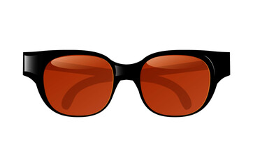 Sunglasses with a black frame on a white background. Realistic 3d view.