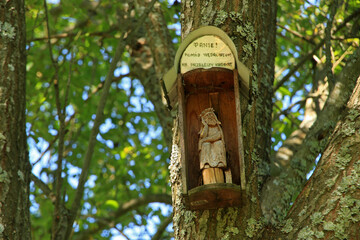 Wayside shrine in Bieszczady Mountains, Lupkov Pass, Poland