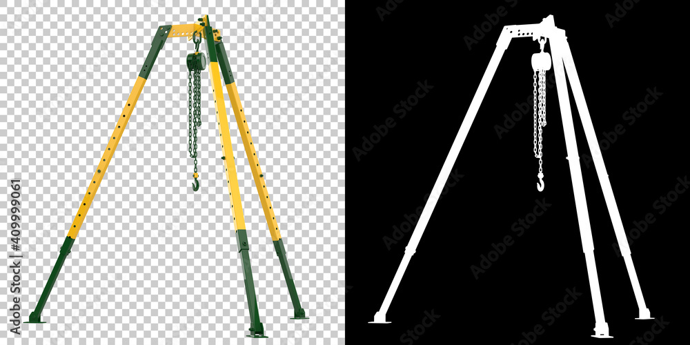 Poster stable winch with top view, isolated on background with mask. 3d rendering - illustration
