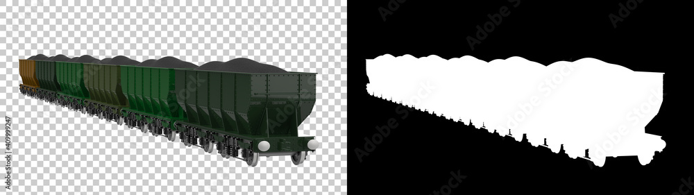Aufkleber train coal wagon scene isolated on background with mask. 3d rendering - illustration
