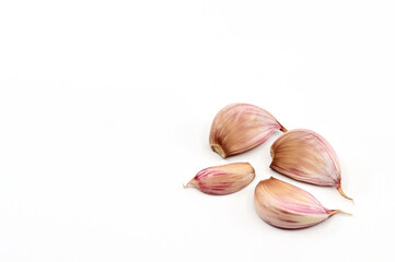 Close up of cloves of fresh garlic or 