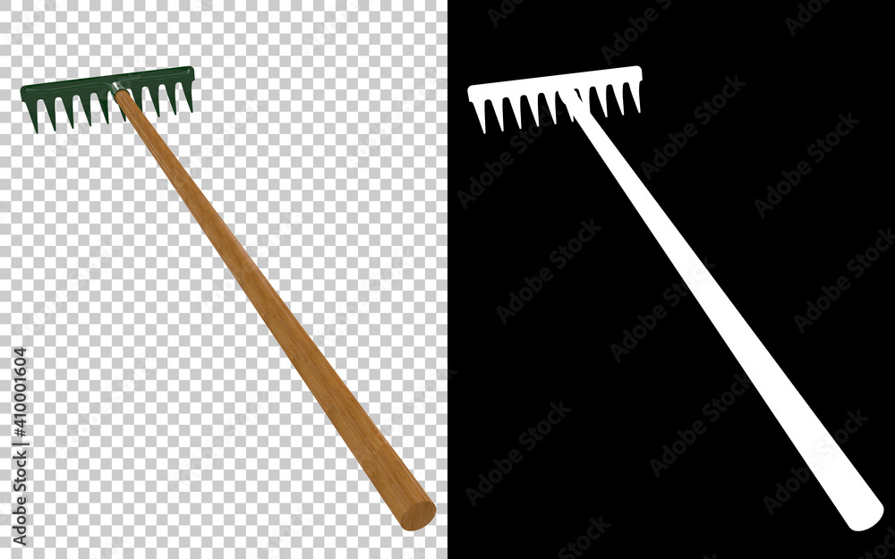 Poster rake isolated on background with mask. 3d rendering - illustration