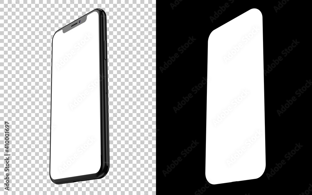 Poster smartphone mockup isolated on background with mask. 3d rendering - illustration