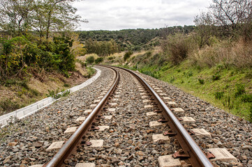 Fototapeta na wymiar Photograph of the railway in the countryside of Sardinia